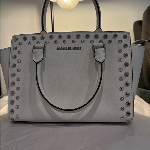 Michael Kors Handbags - Michael Kors White Satchel with Studded Details